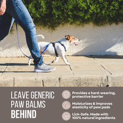 Rhino Wax paw protection application showing easy tube use before walks.