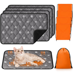 Riakrum self-heating cat bed pad four-pack provides cozy warmth on any surface.