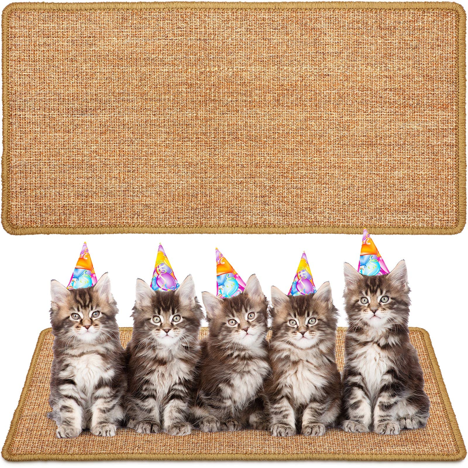 Riakrum sisal scratch pad 2-pack laid flat for feline scratching and furniture protection.