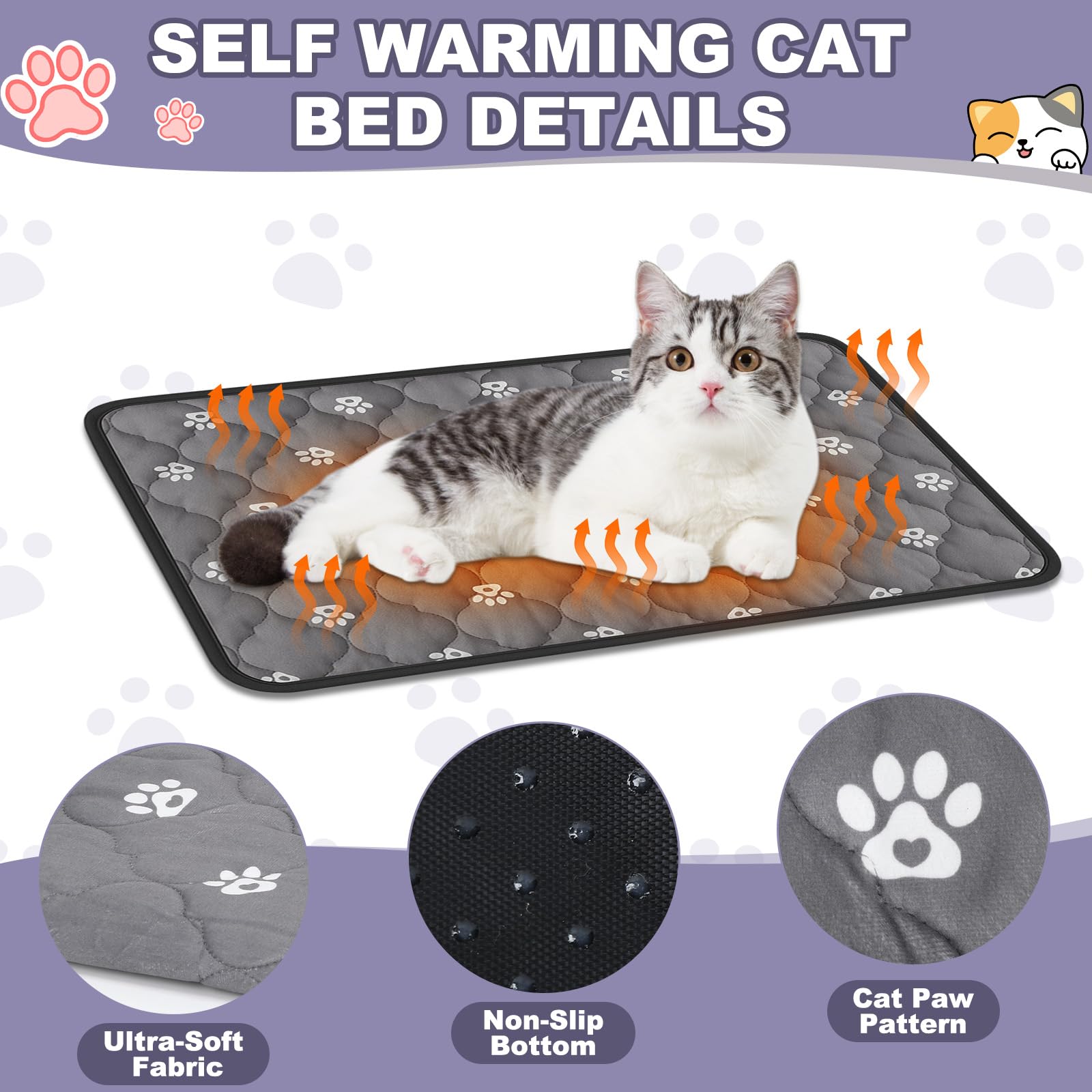 Riakrum soft fabric warming pad with plush look offers snug comfort.