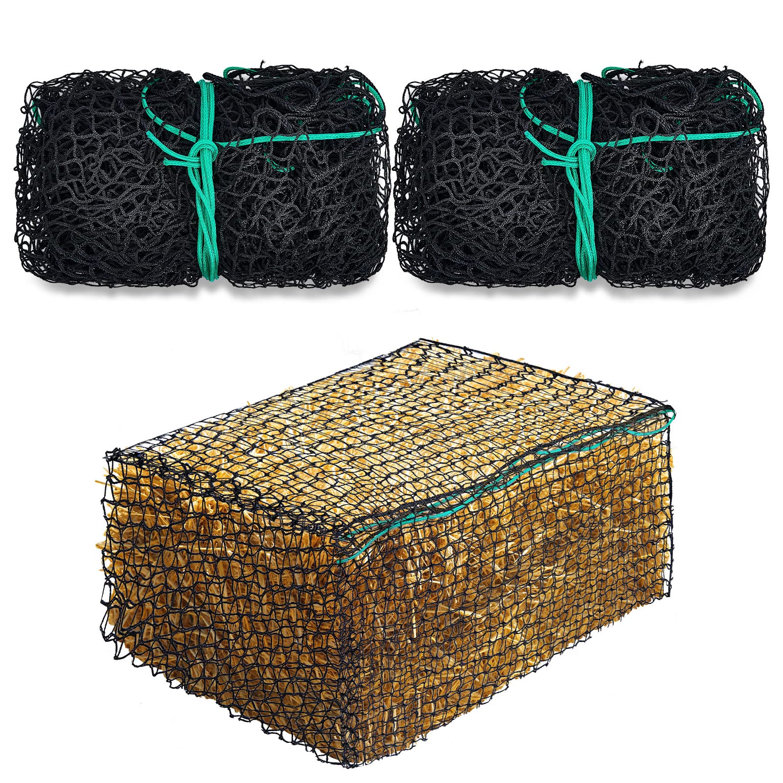 Riakrum square bale hay net 47x20x20 full view highlights durable 5mm mesh for large bales.