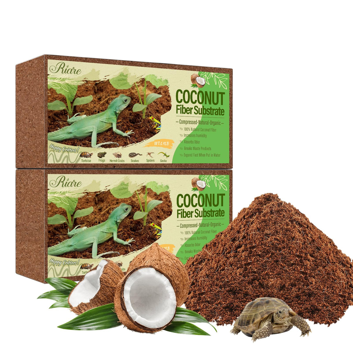 Riare bloques coco fibra: sustrato estable para terrarios que favorece la excavación.