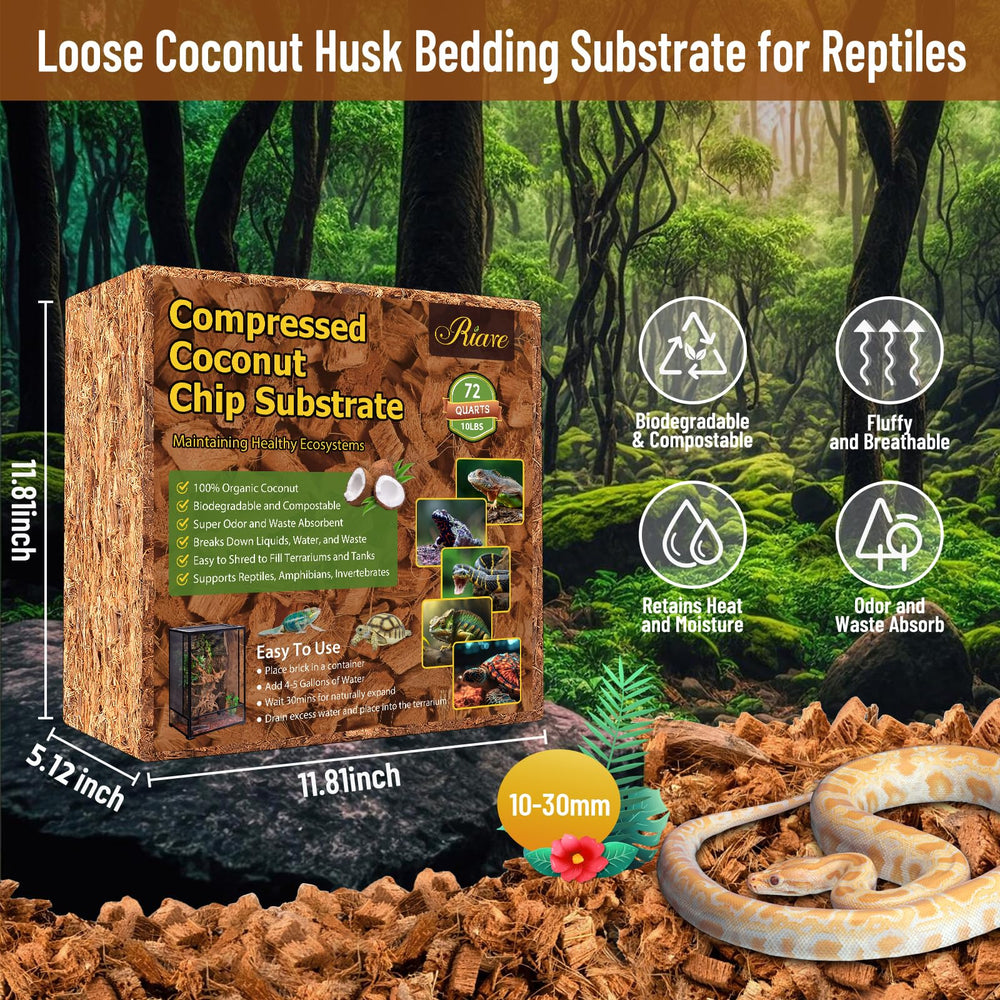 Riare coconut chip substrate expanded to 72 quarts for ample habitat space