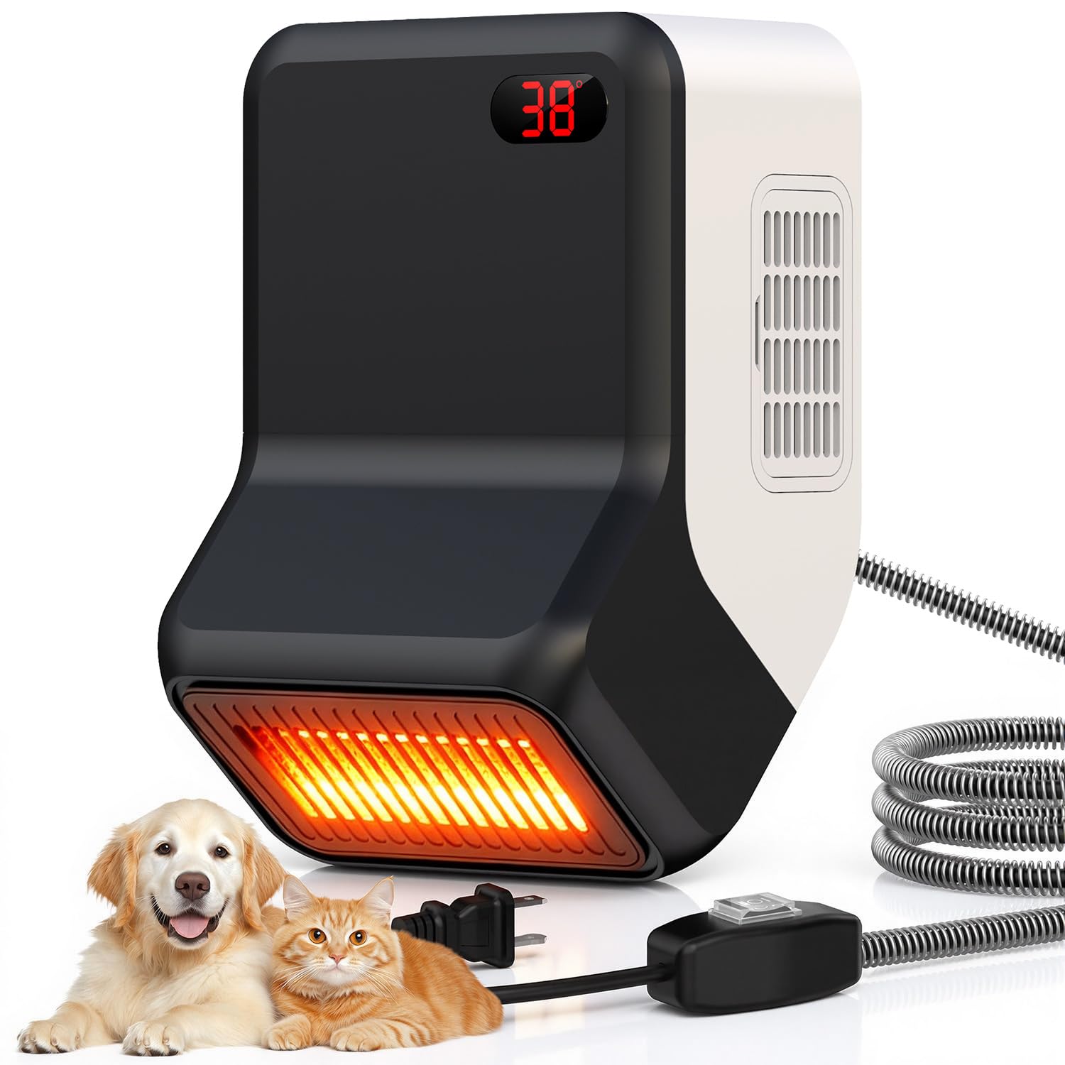 Ribgwo dog house heater front view showcases compact, reliable warmth for outdoor pets