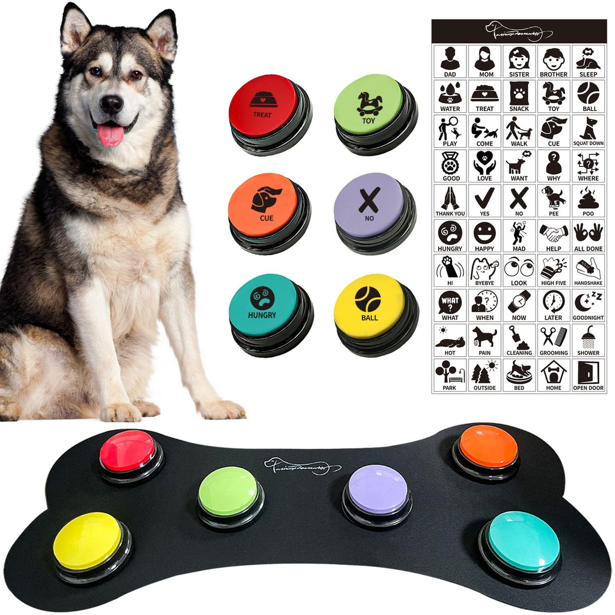 RIBOSY dog speech buzzer six buttons for interactive training and communication