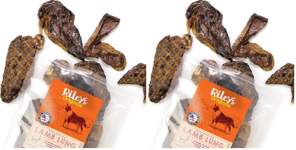 Ridley's Premium Lamb Lung Treats close-up showing crunchy texture for rewards.