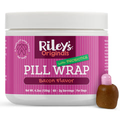 Riley's Pill Wrap bacon paste closeup highlights a tasty texture for masking pills easily.