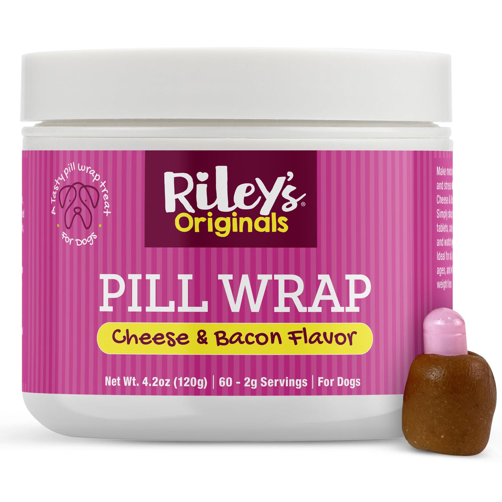 Riley's Pill Wrap cheese-bacon paste close-up highlights tasty masking for easier medication time