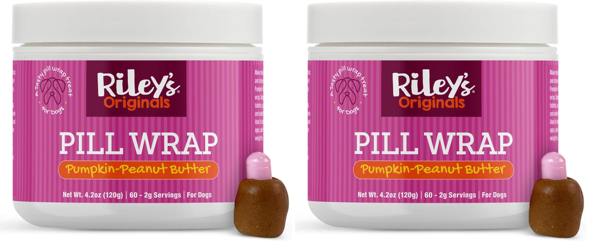 Riley's Pill Wrap pumpkin-peanut-butter-paste masks pills during medication time with tasty flavor.