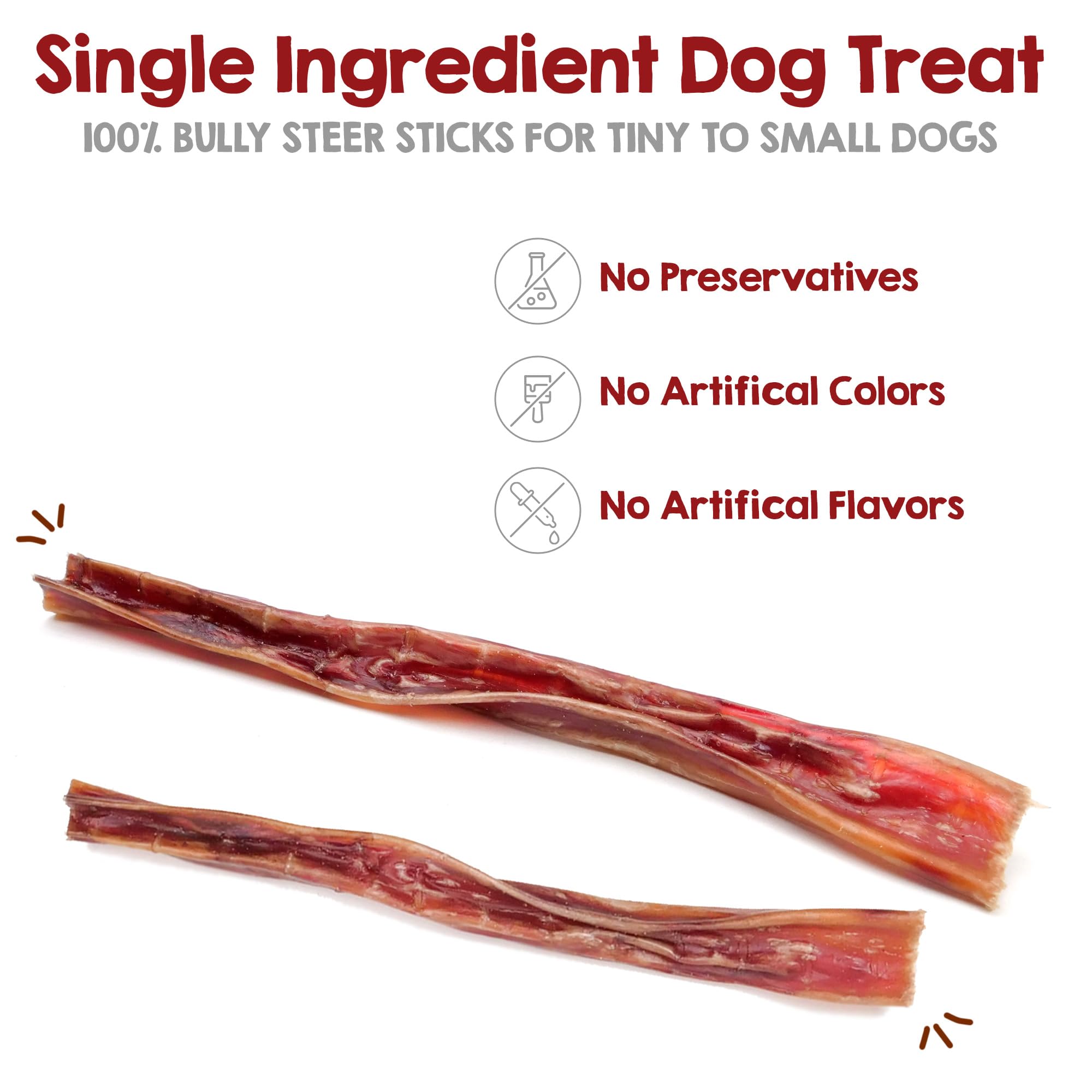 Riley's Steer Bully Stick 4-6inch snack for easy chew sessions.