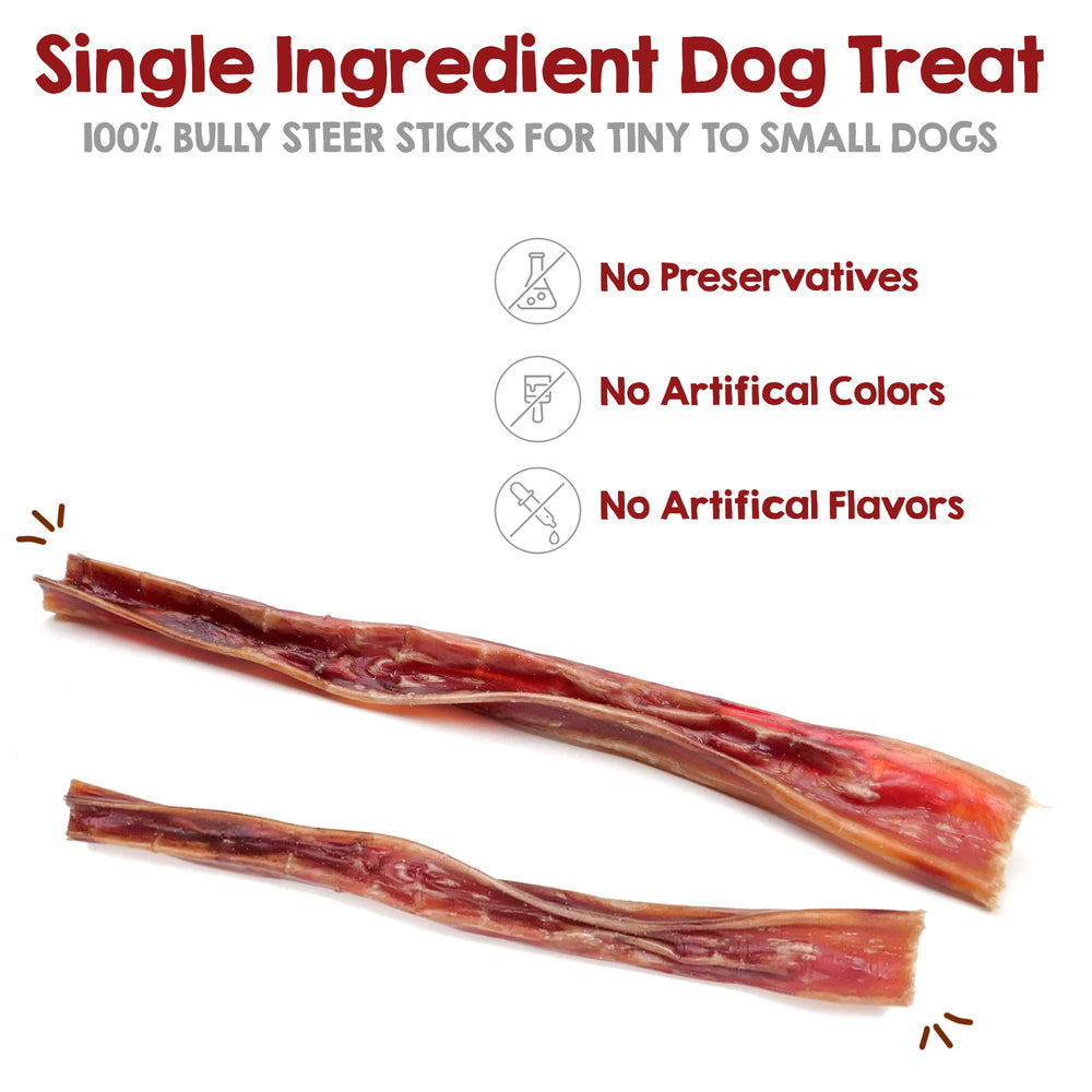 Riley's Steer Bully Stick 4-6inch snack for easy chew sessions.