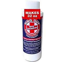 Ring Out concentrate 4oz bottle ready for safe dilution for pet and livestock care.