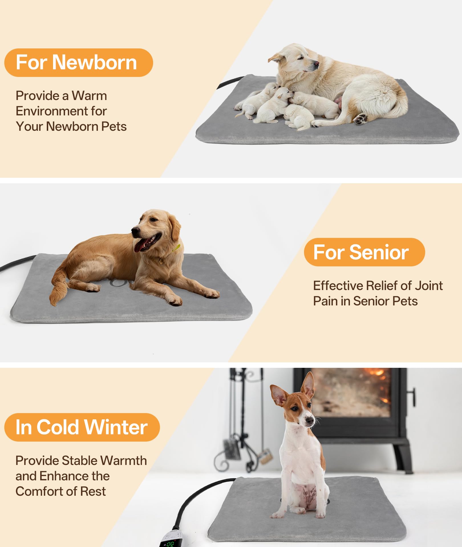 Ringco machine-washable fleecy cover with paw prints simplifies cleanup.