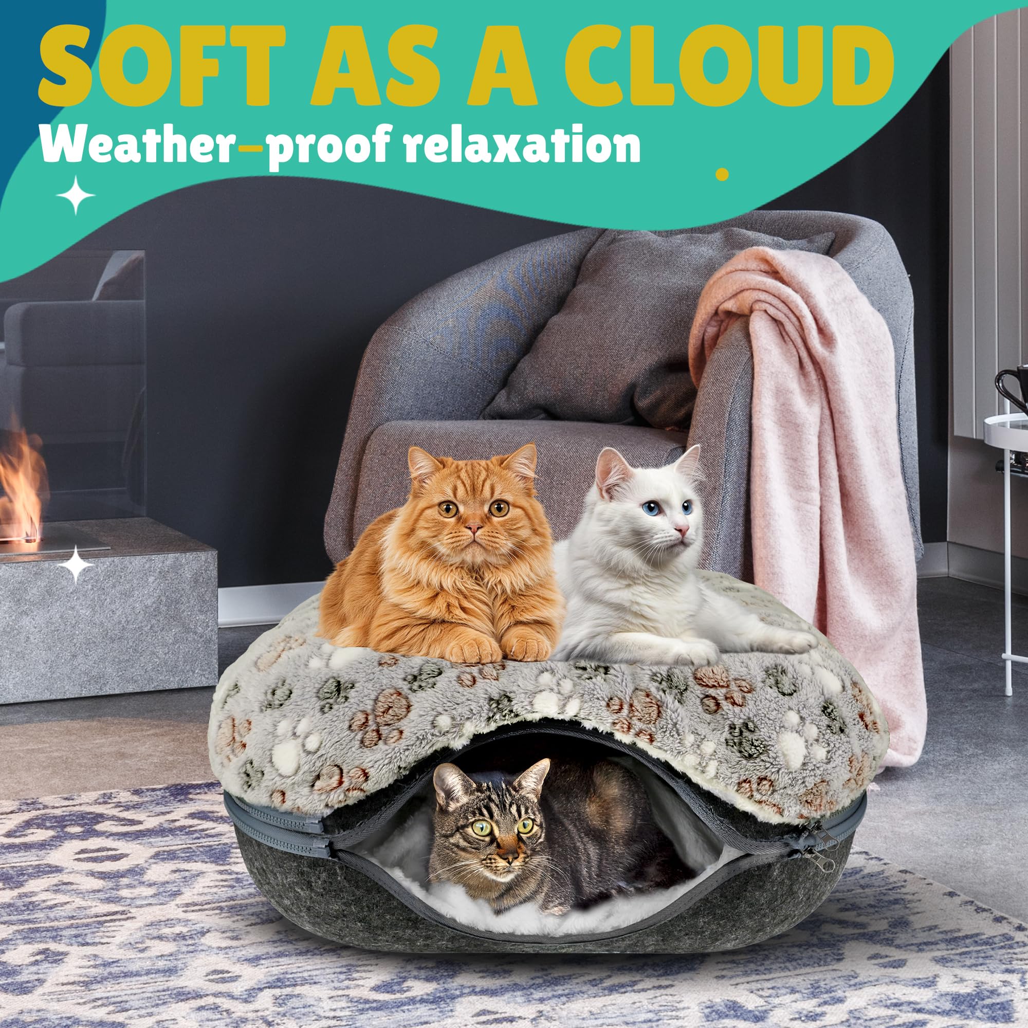 RINGTAIL Peekaboo Cat Cave dark gray fabric remains durable