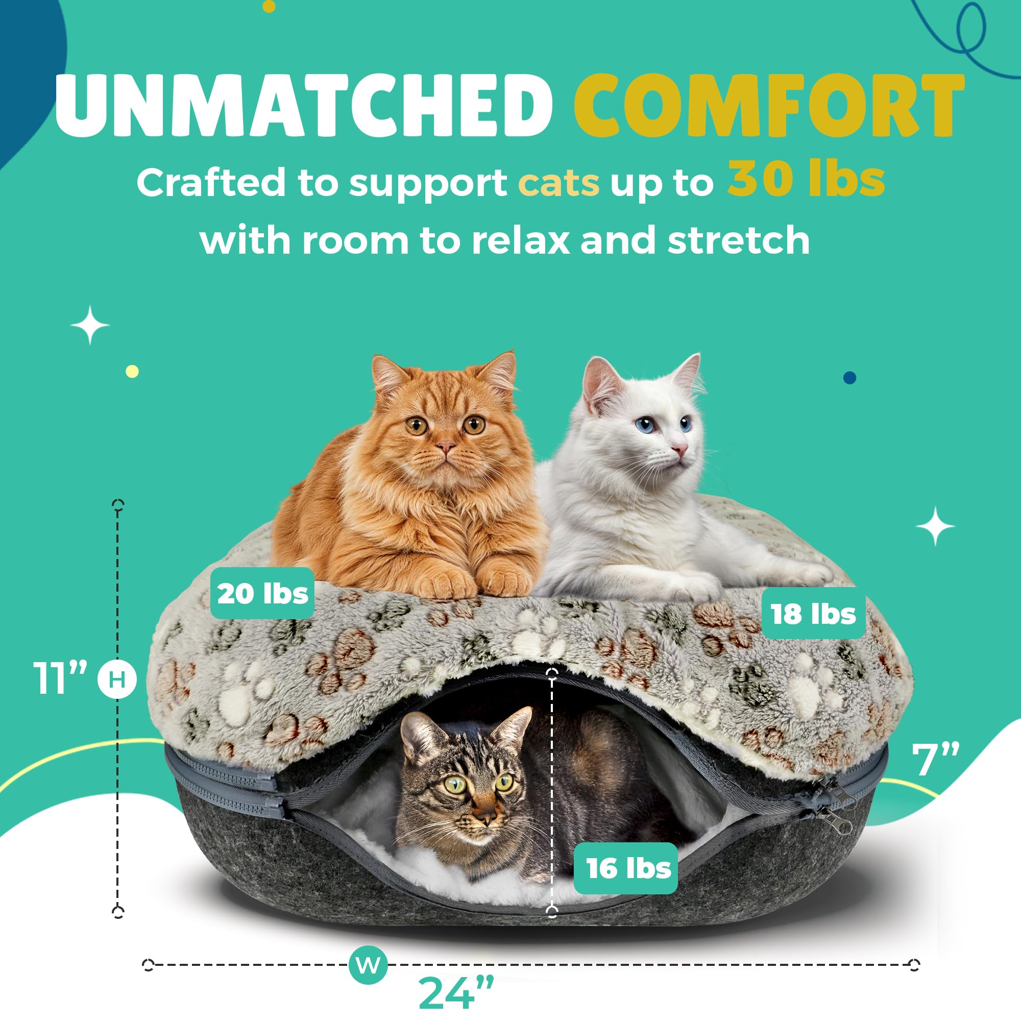 RINGTAIL Peekaboo Cat Cave with two cushions for cozy naps