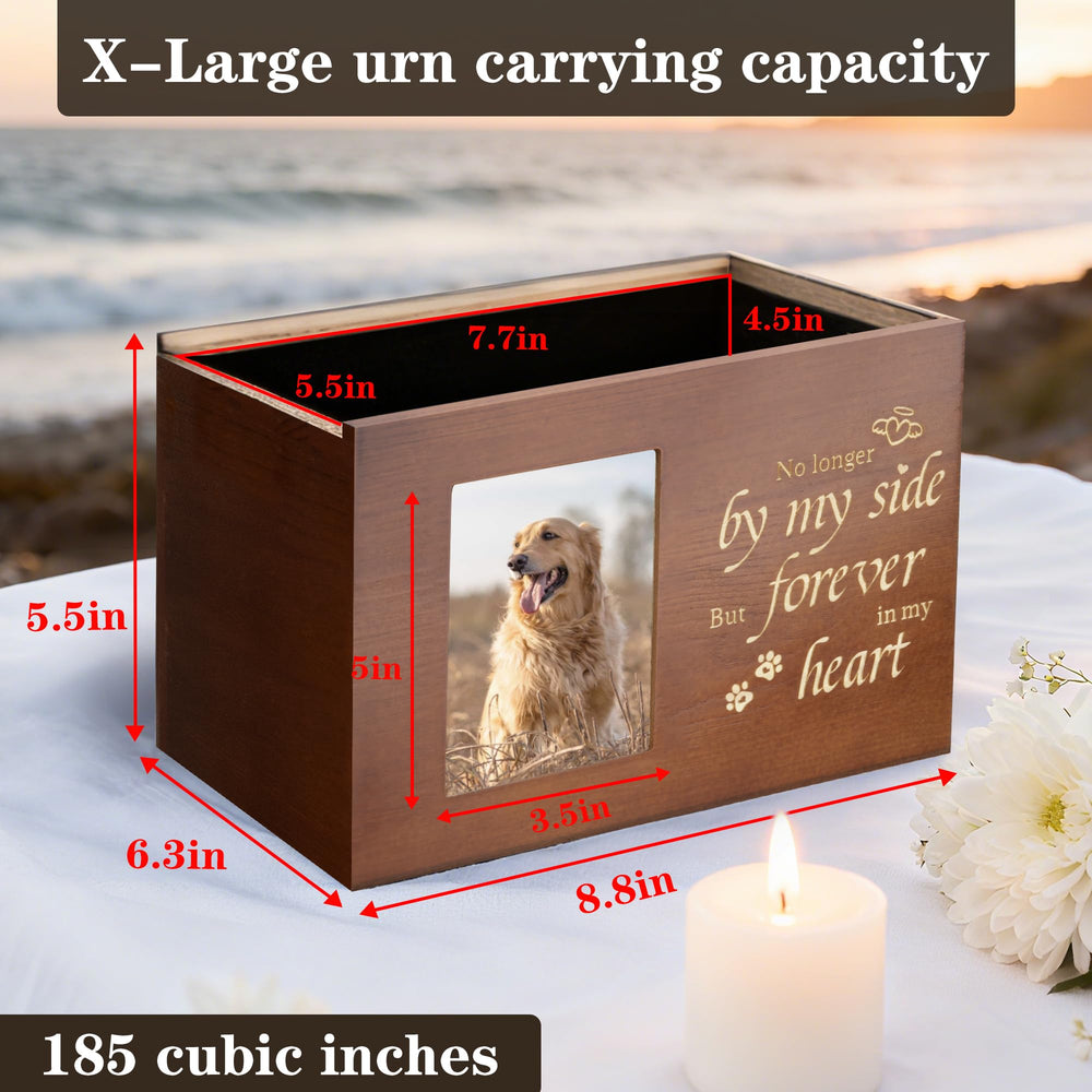 RINVEE pet urn brown x-large dimensions highlight ample capacity for cherished keepsakes.