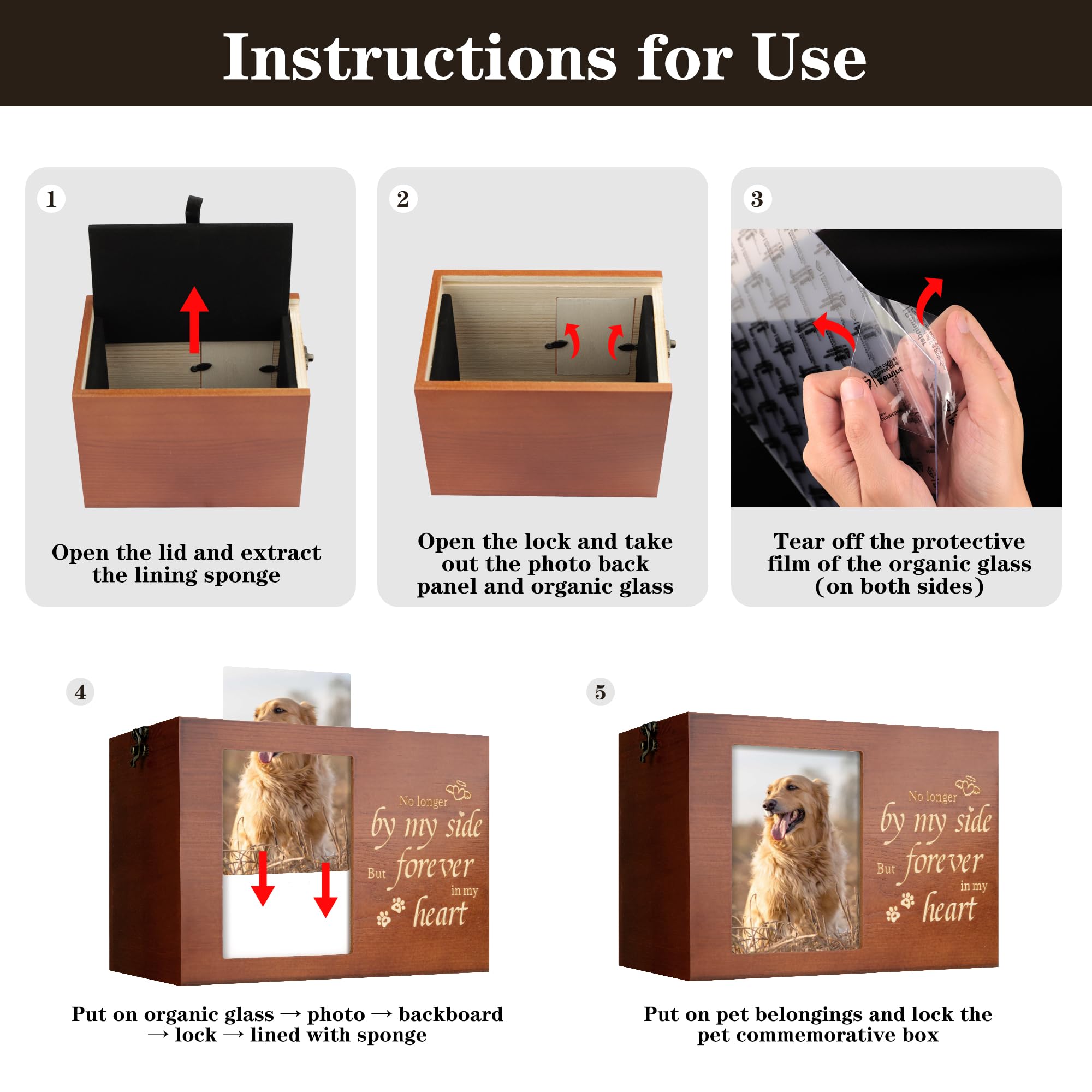 RINVEE pet urn brown x-large photo frame offers protected photo display for memories.