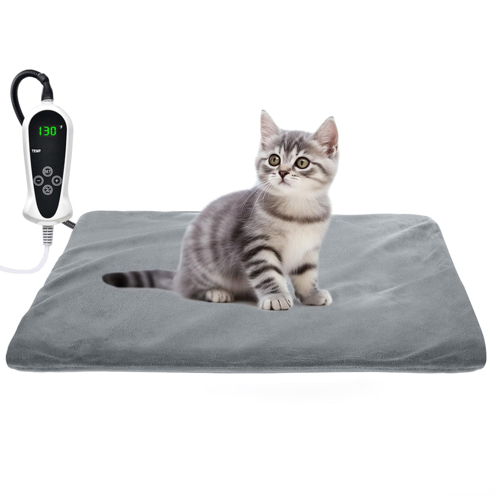 RIOGOO pet heating pad rectangle 17.5 by 14 inches provides cozy warmth.