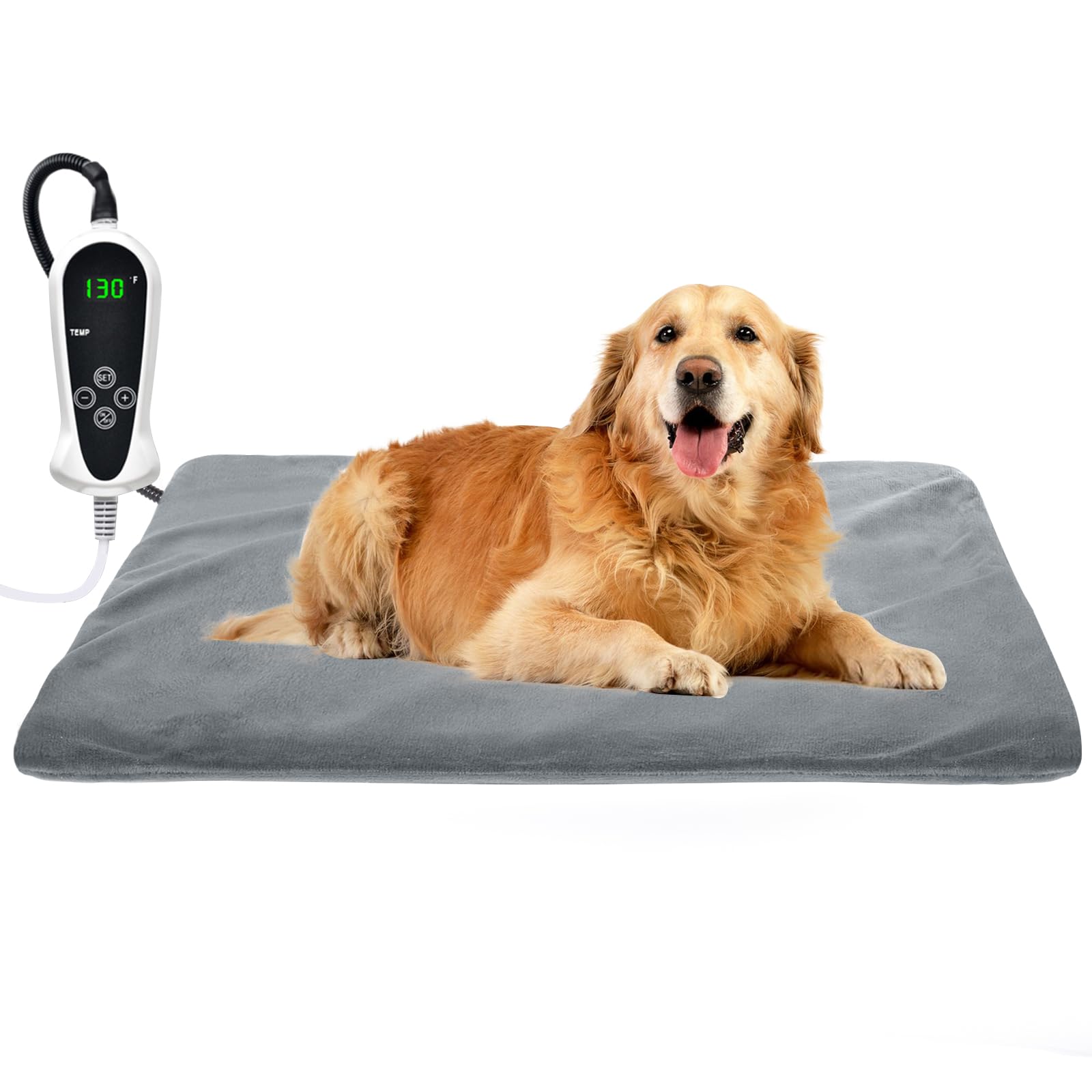 RIOGOO pet heating pad XXL gray cover for easy cleaning and cozy warmth