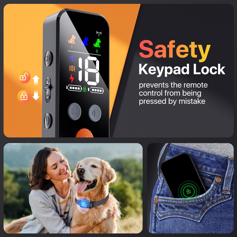 Riroga safety lock prevents accidental button presses during storage.
