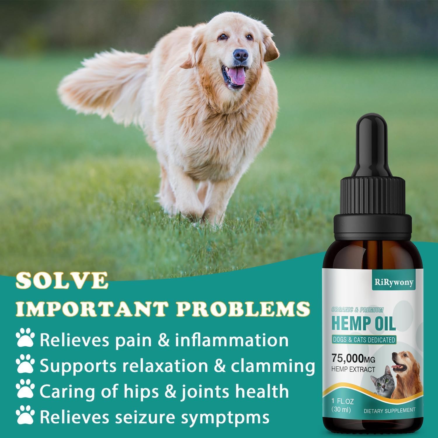 RiRywony Health hemp oil for cats promotes calmness during stressful events