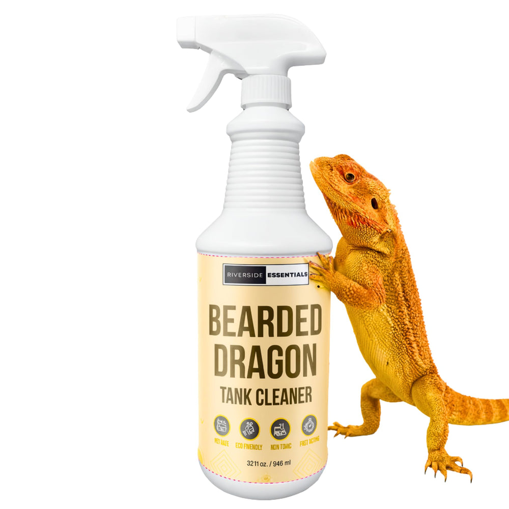 Riverside Essentials Bearded Dragon Tank Cleaner bottle for fast odor control