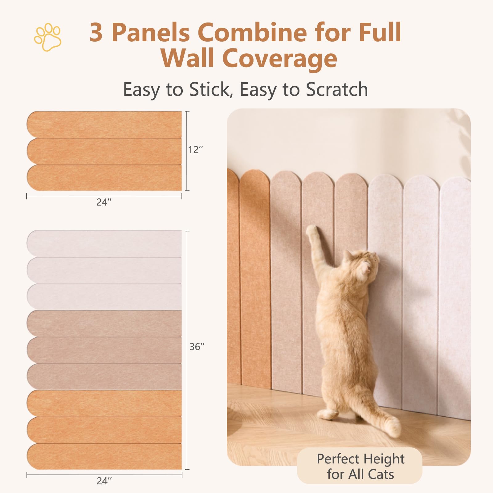 RizzQi 3-piece cat scratcher large pad provides a big dedicated area for claws