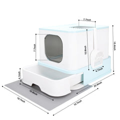 RIZZARI cat litter box top-entry green lid open shows convenient entry for indoor cats.