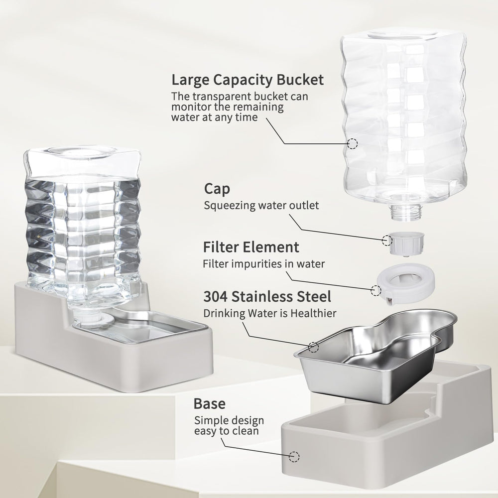 RIZZARI gravity-feed auto-refill focus shows continuous hydration with no daily refills.