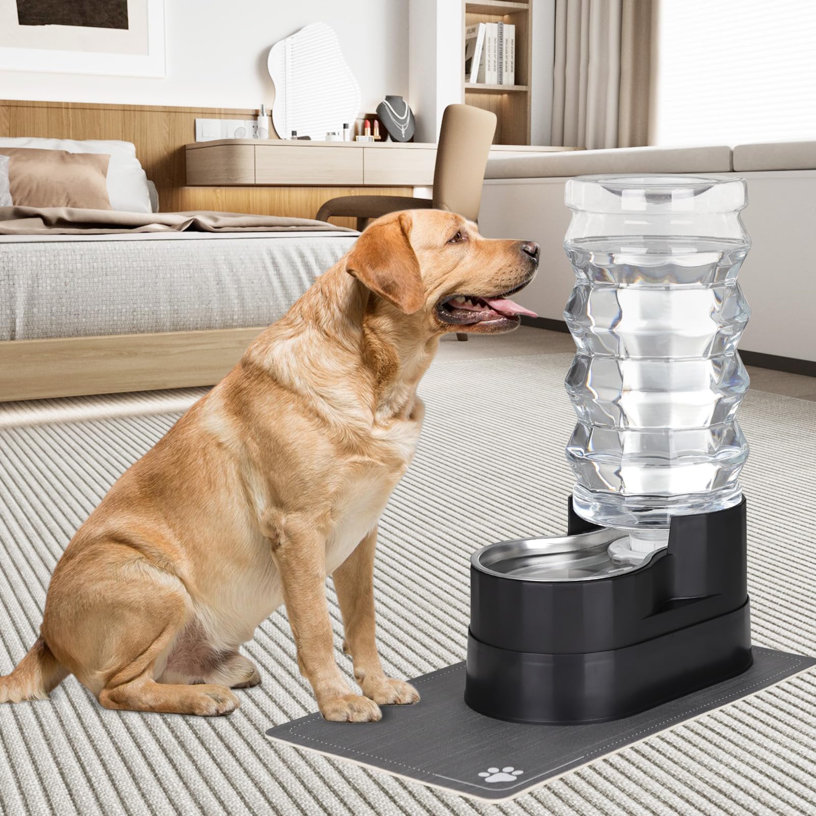 Rizzari gravity water feeder system provides continuous hydration with minimal refills.