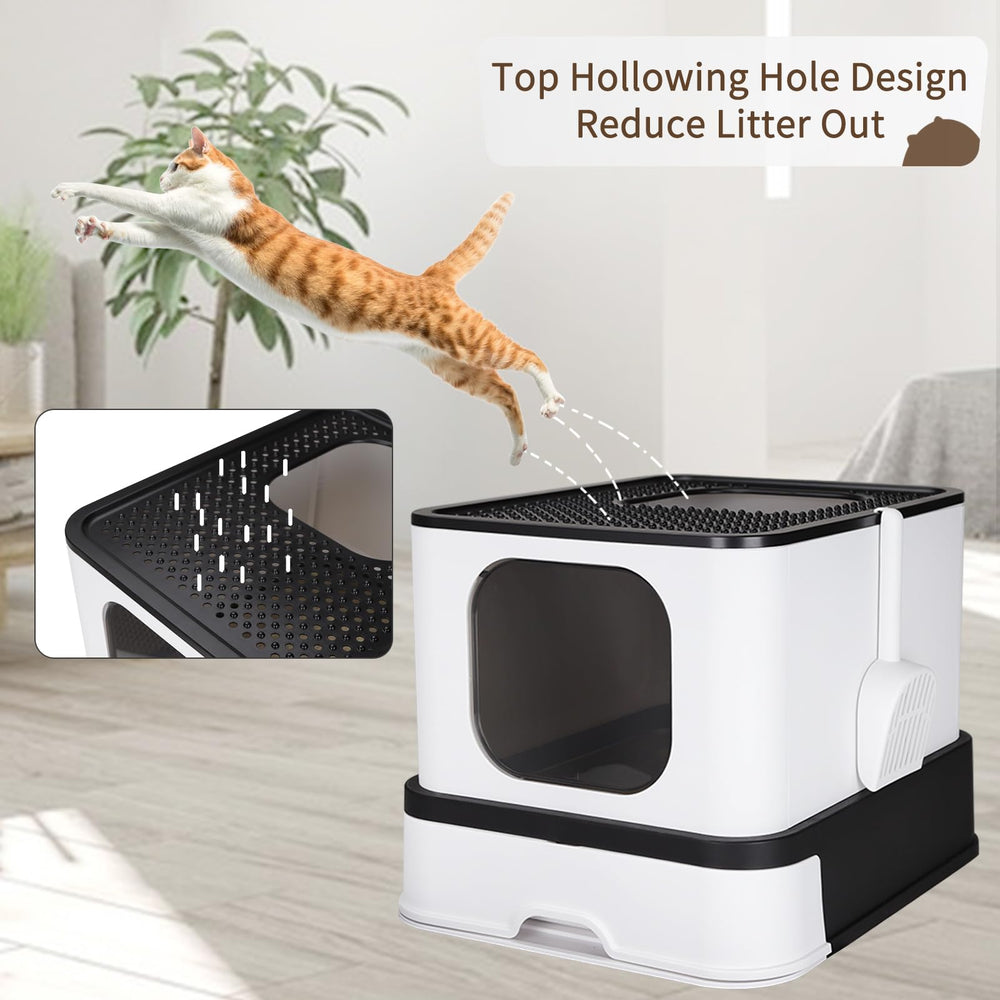 RIZZARI large-capacity cat box accommodating bigger cats or multi-cat households.