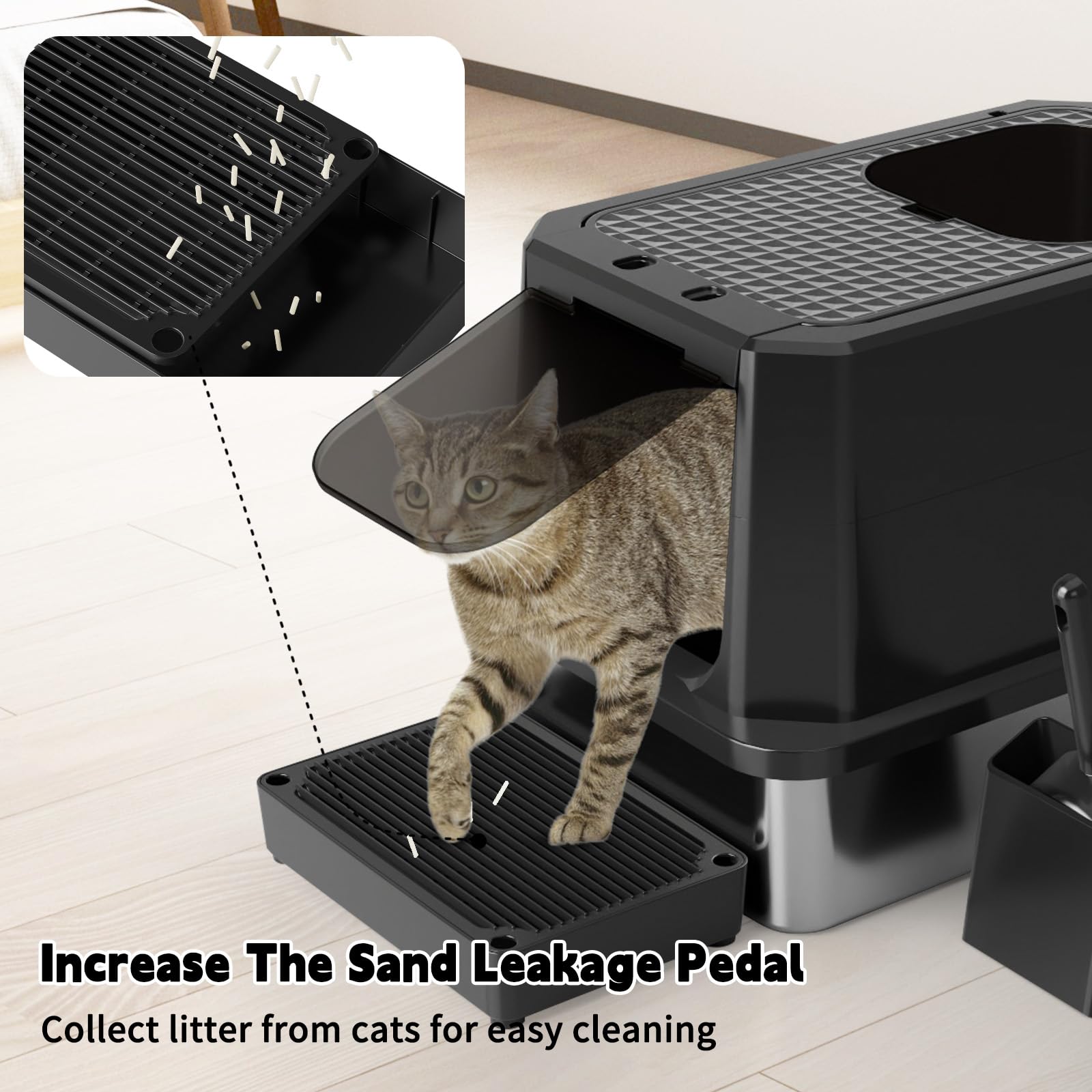 RIZZARI large-capacity litter box for cats of all sizes and multi-cat homes