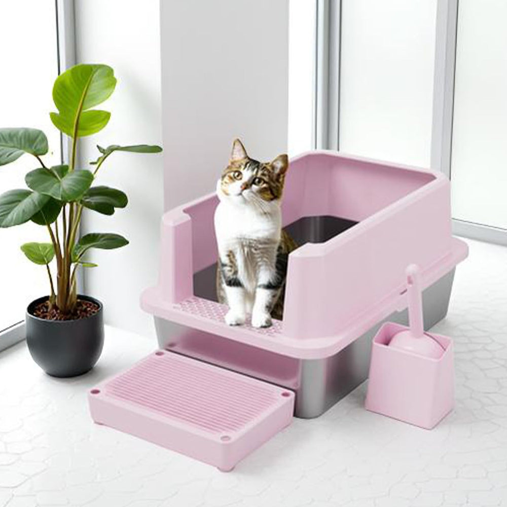RIZZARI two-pack pink litter box highlights value for multi-cat households.