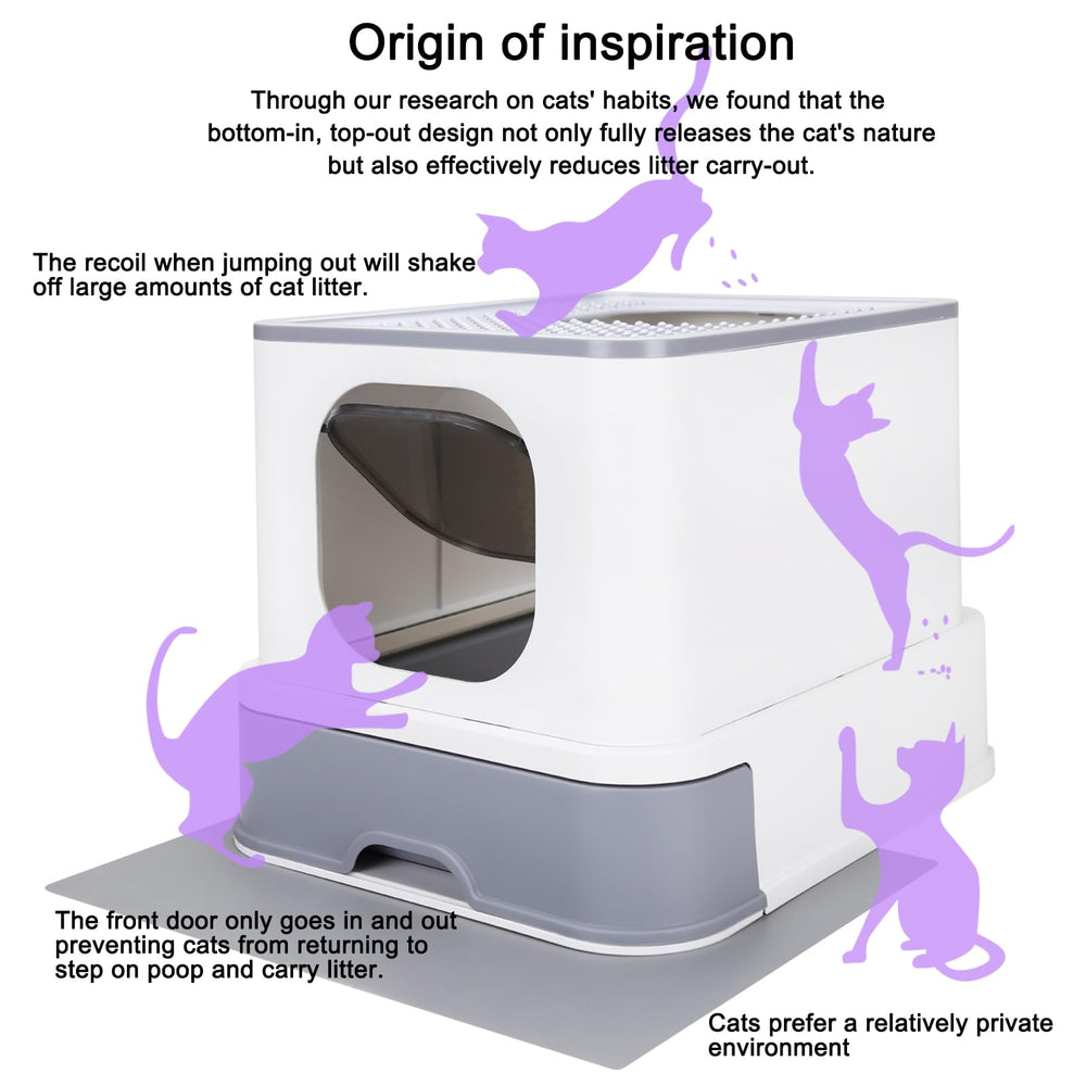 RIZZARI large-space litter box accommodates cats up to 25 pounds for comfort.