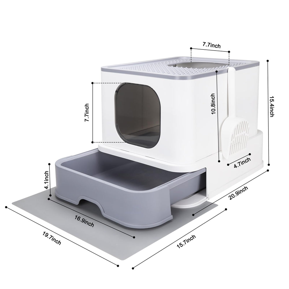 RIZZARI private-space litter box with calming cover offers secure retreat for cats.