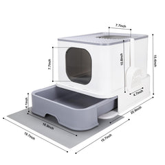 RIZZARI private-space litter box with calming cover offers secure retreat for cats.