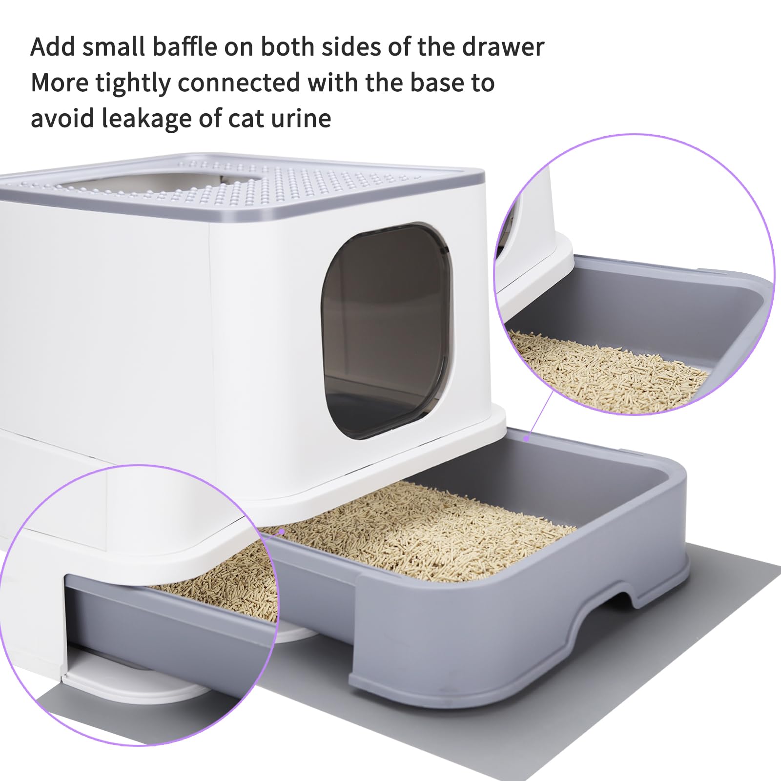 RIZZARI top-entry design reduces litter scatter for neater rooms.