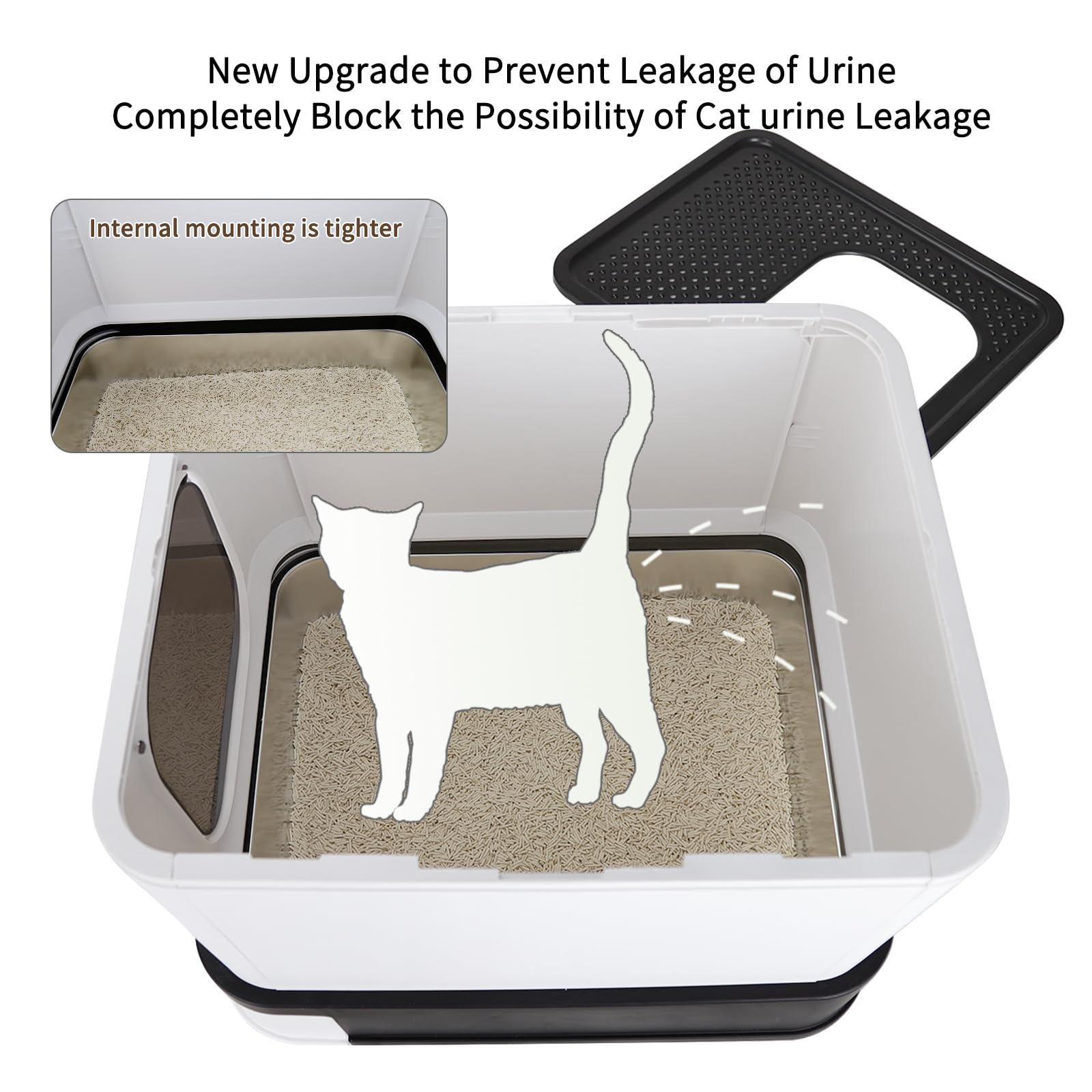 RIZZARI odor-control enclosed litter box for living room use.