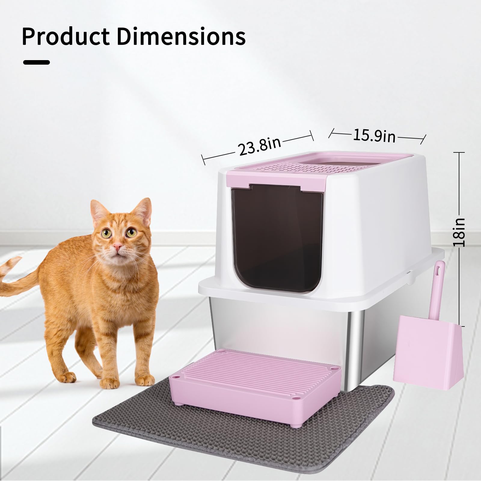 RIZZARI odorless enclosed litter box containing odors while offering privacy.