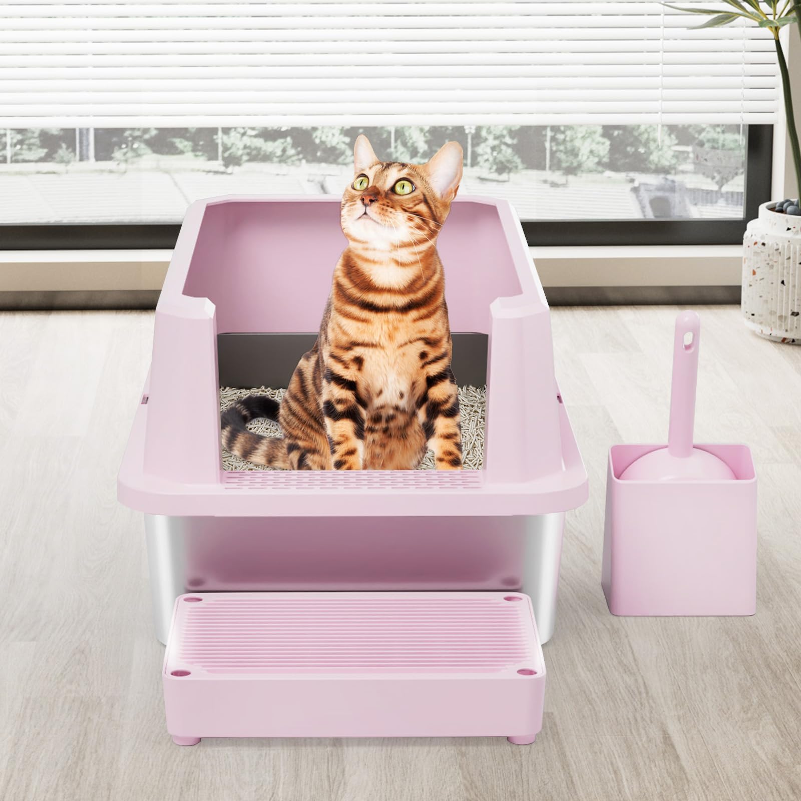 RIZZARI pink modern litter box suited for bedroom or living room