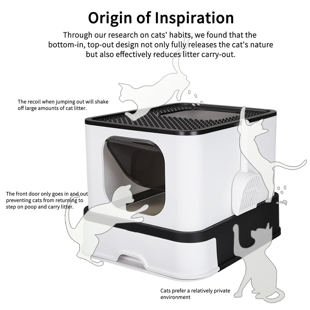 RIZZARI privacy-enclosed cat box setup highlighting secure space and calm environment.
