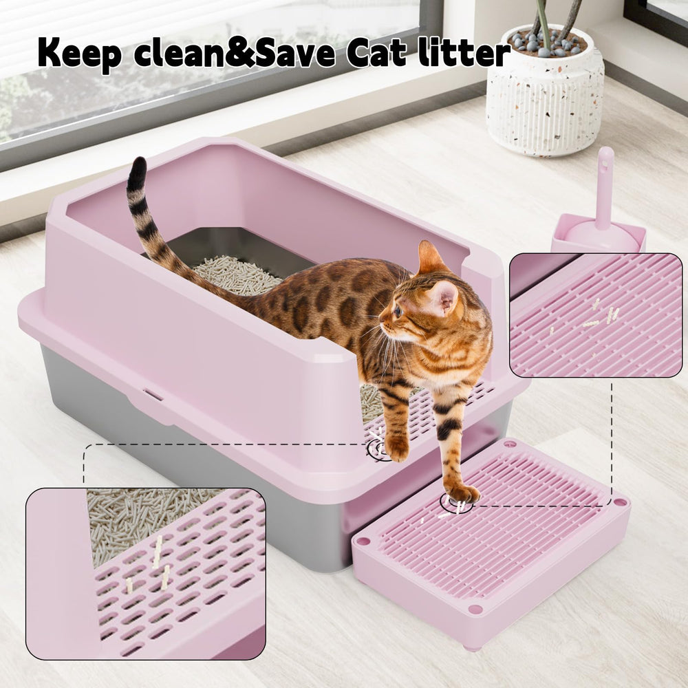 RIZZARI raised 6.5 inch wall prevents leakage and litter scatter