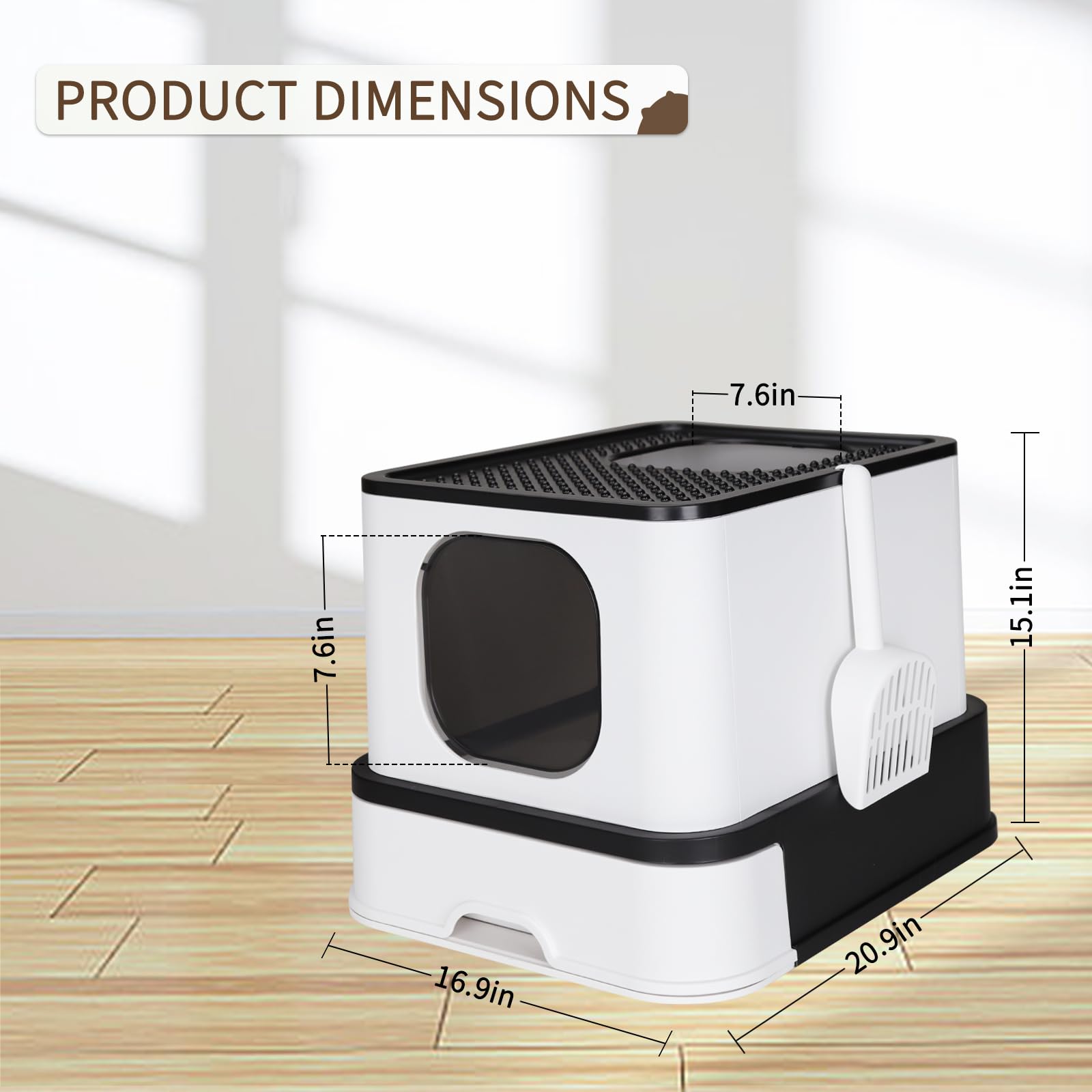 RIZZARI cat box drawer design showing bottom tray for quick cleaning.