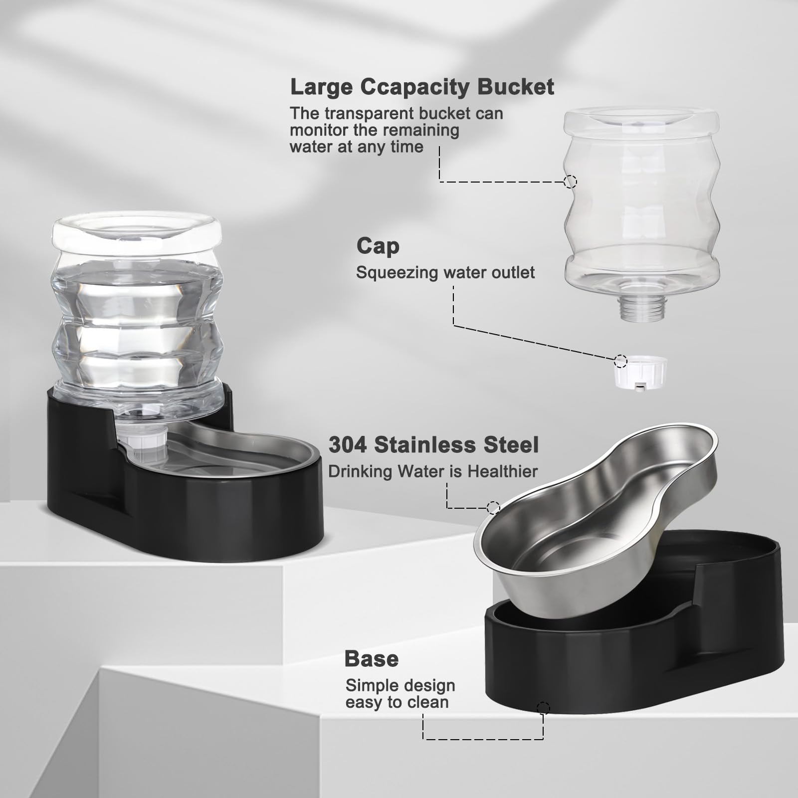 RIZZARI gravity waterer in kitchen setup demonstrates easy access for pets.