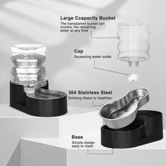 RIZZARI gravity waterer in kitchen setup demonstrates easy access for pets.