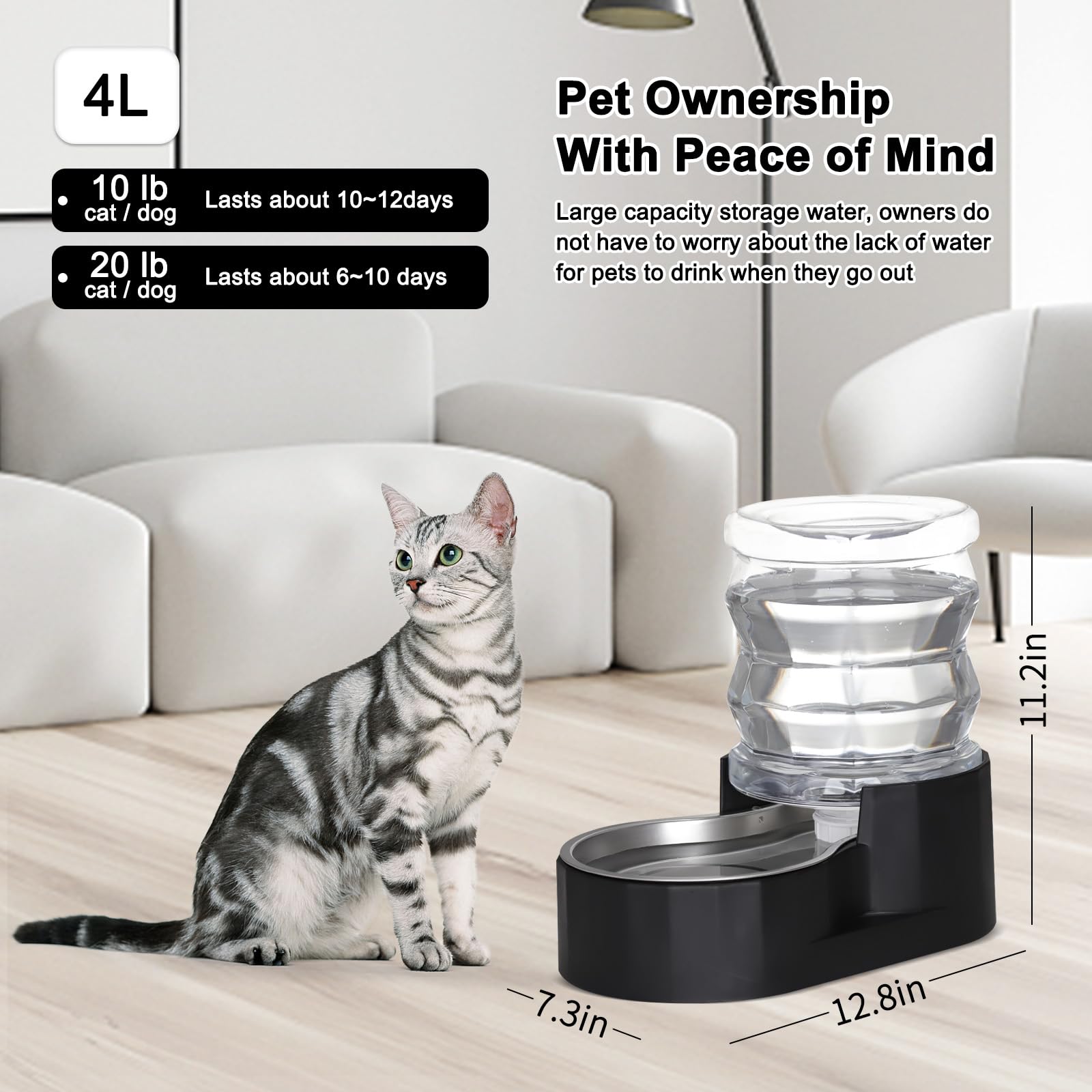 RIZZARI waterer placed in hallway highlights flexible placement for convenient hydration.