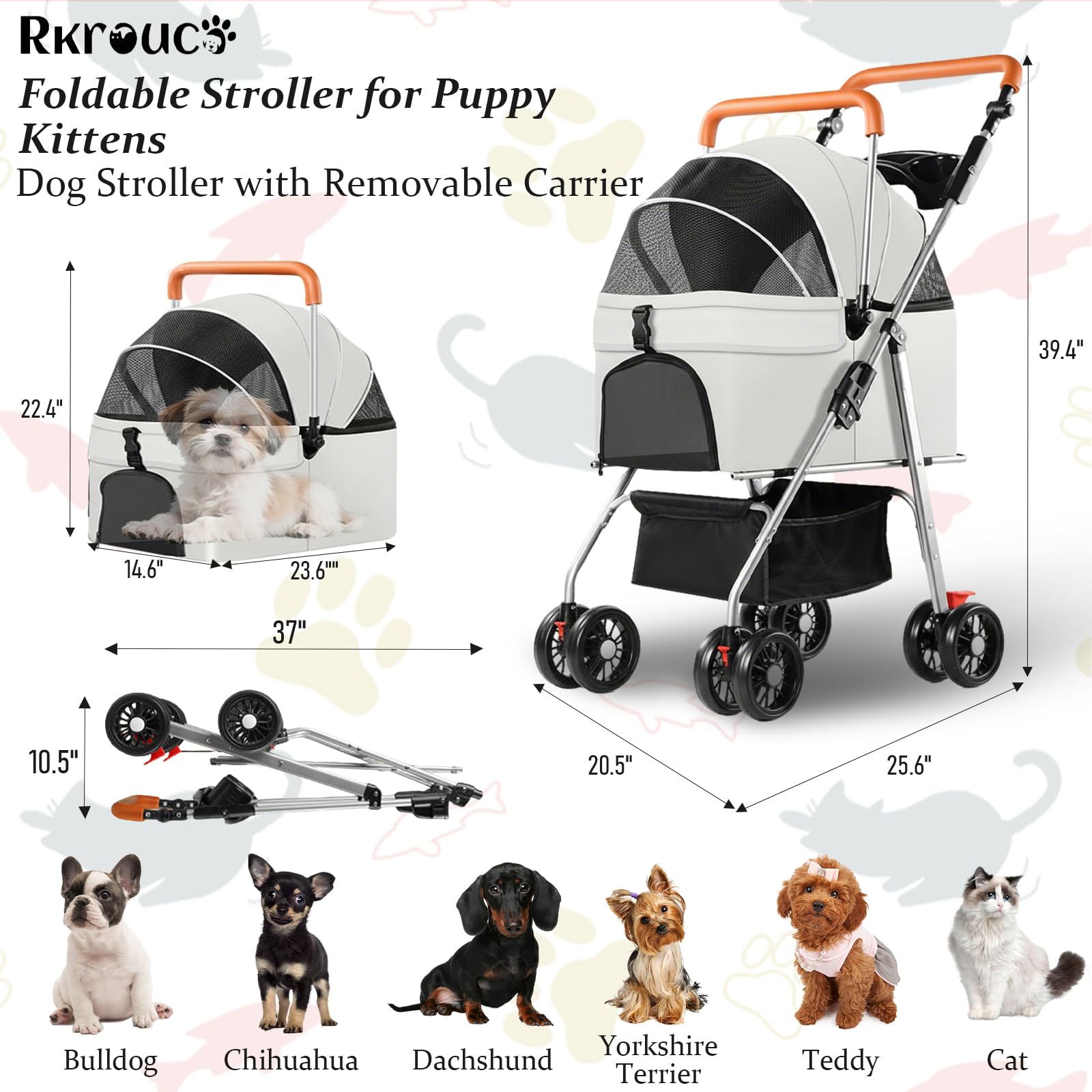 Rkrouco detachable carrier attached for pet comfort on walks
