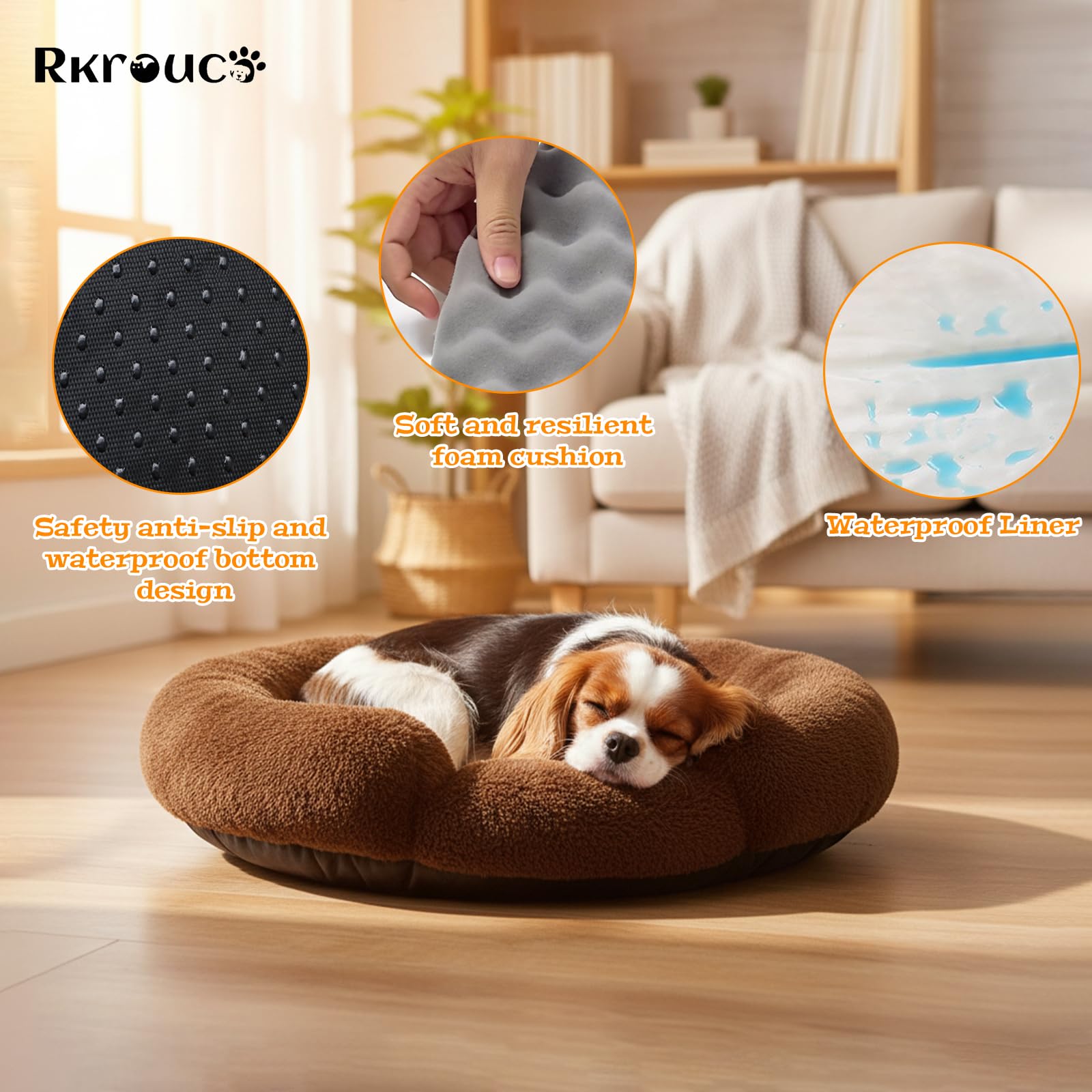 Rkrouco bed with washable outer cover and inner pad for simple maintenance.