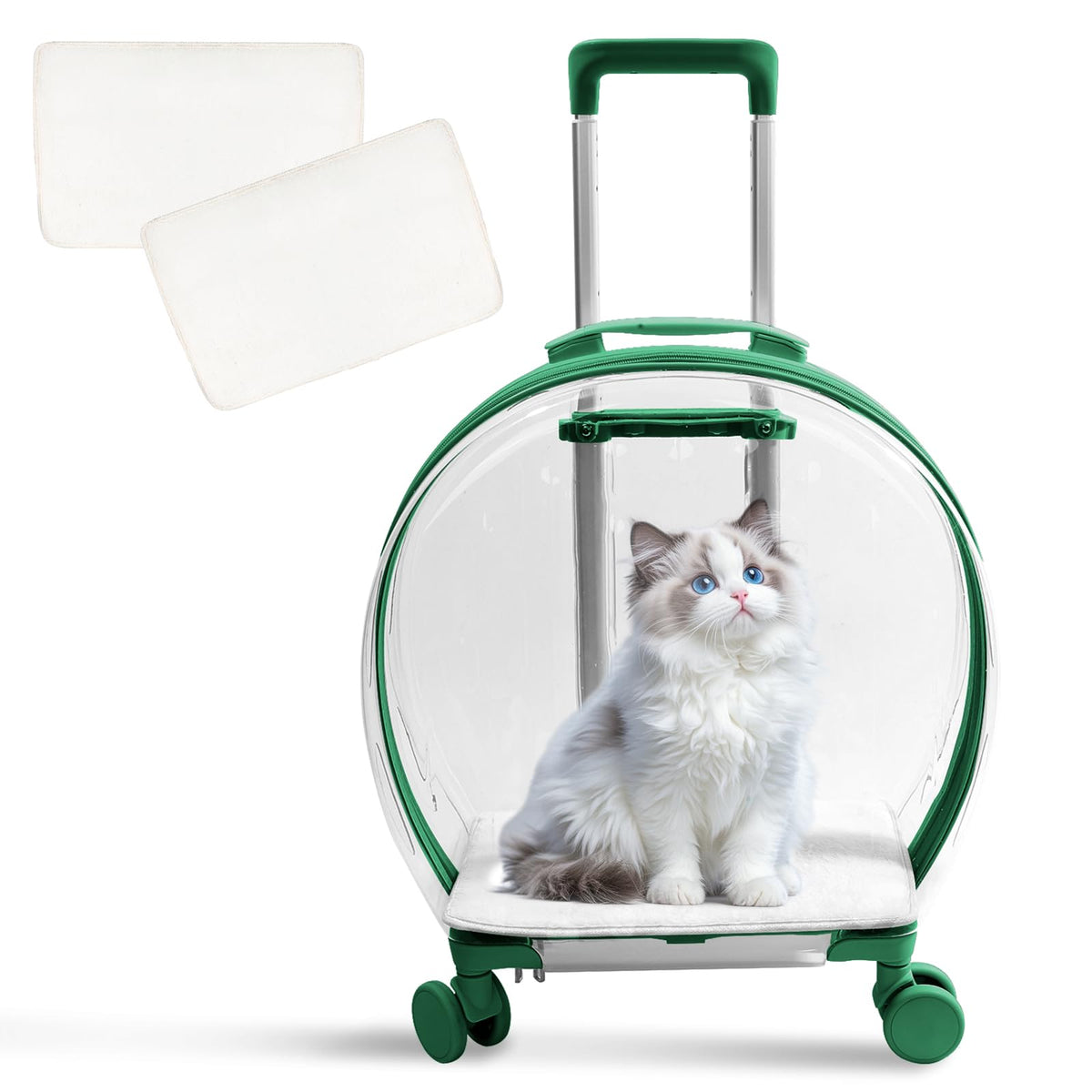 RKROUCO pet carrier with wheels crystal-clear PC material promotes calm travel