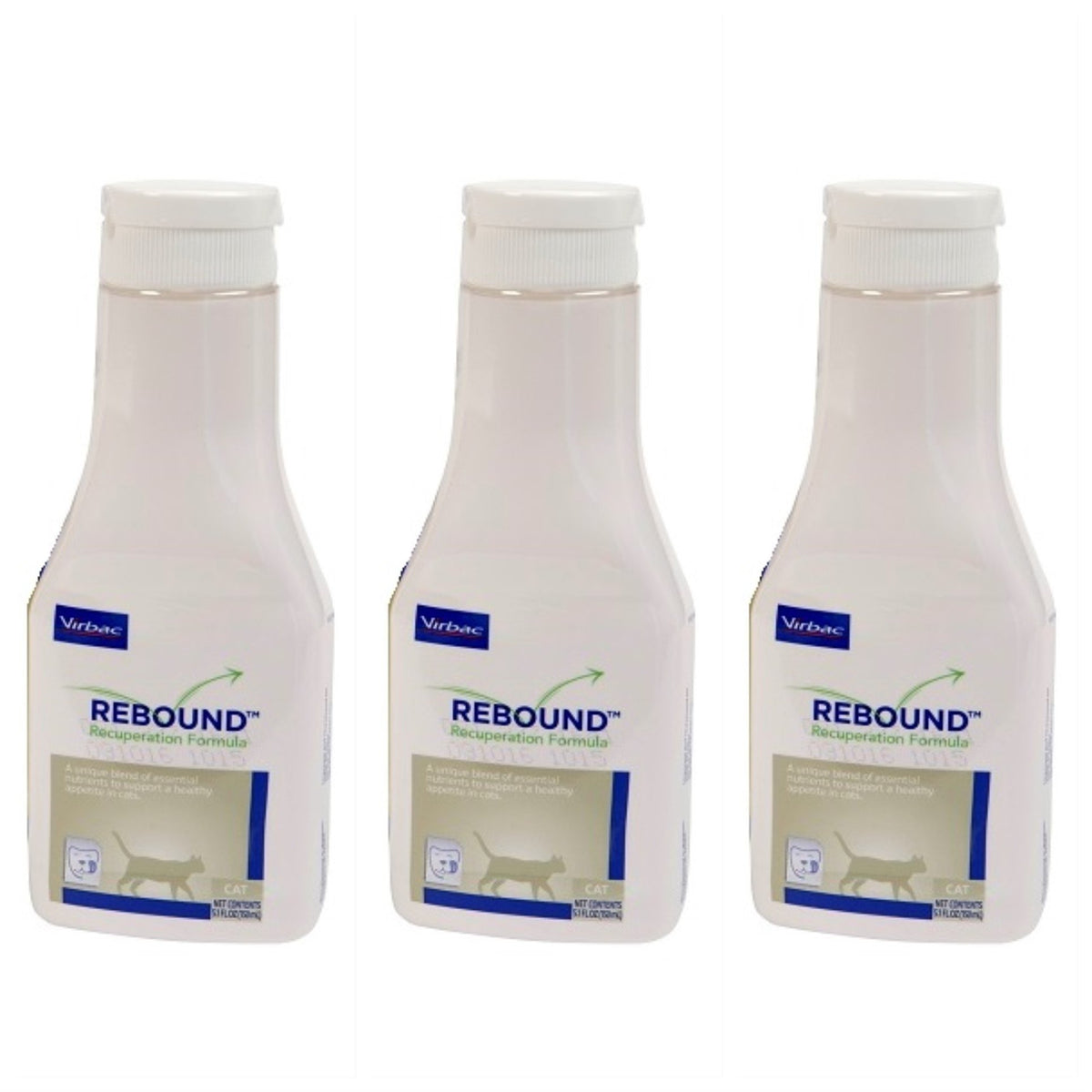 R-LAKE Rebound Recuperation Formula Feline 3pk bottle supports post-stress energy for cats.